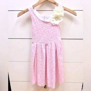 Bonnie Jean Pale Pink Lace Dress with White Floral Accent girls size 8